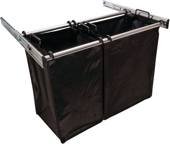 Chrome Pull-Out Hamper, 1 lg 1sm Bag 30 Inches